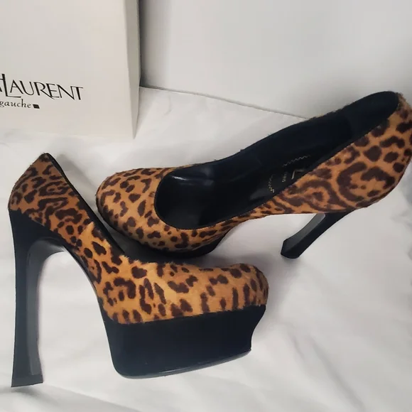YSL- YvesSauntLaurent- size 40 1/2 - pony hair animal print stilettos/pumps -